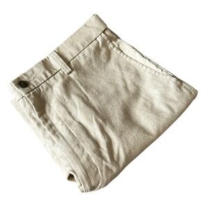 Haggar Shorts Men's Sz 36 Golf Flat Front Summer Linen Blend Khaki Light Brown